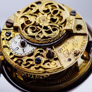 Antique 18th Century Verge Fusee Pair Case Pocket Watch Silver Repoussé Case