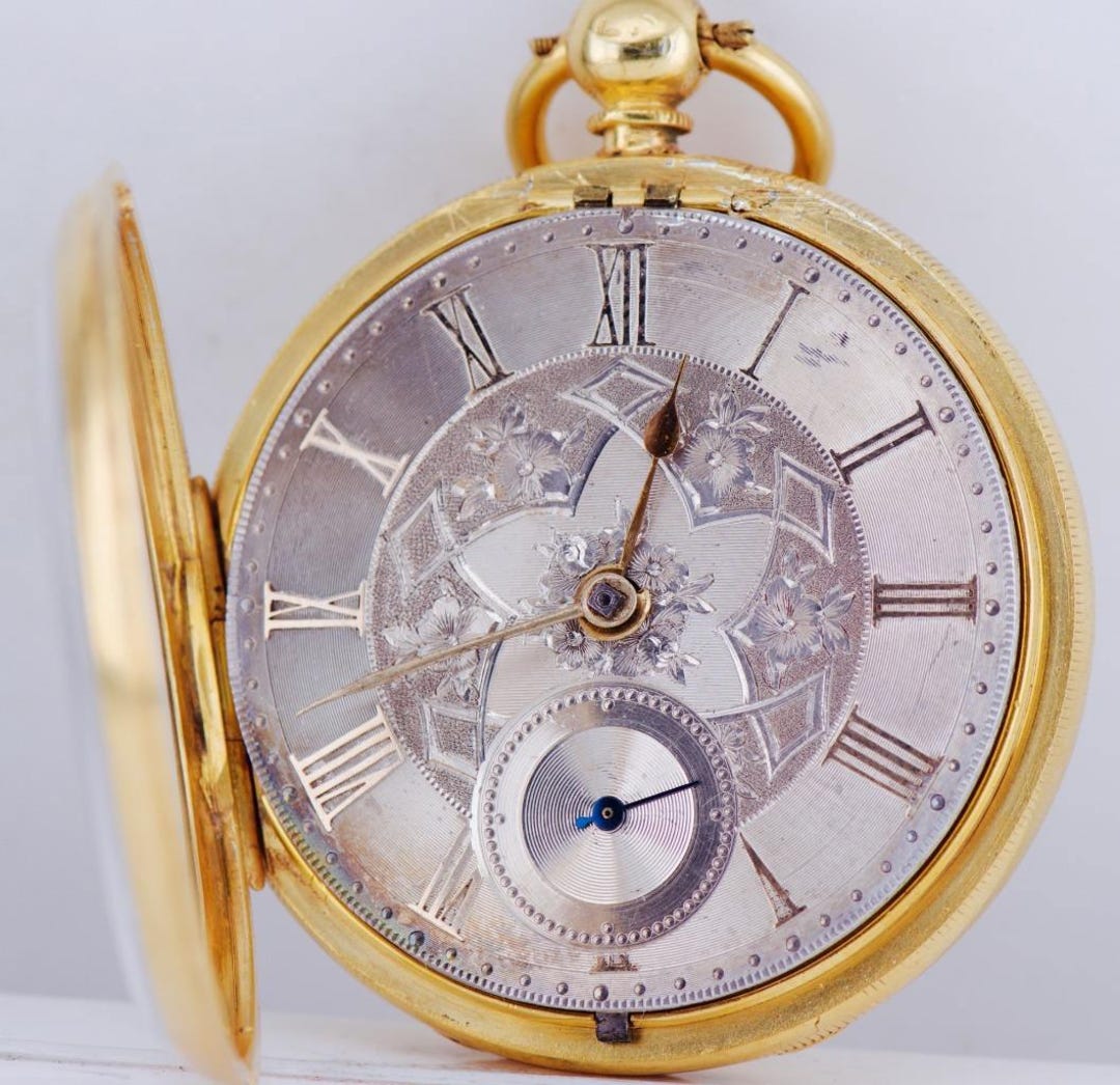 Antique Victorian Gilt Silver Pocket Watch – Memento Mori Skull Snake ...
