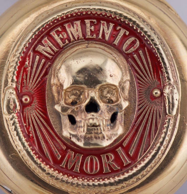 Victorian 18K Gilt Vermeil Silver and Enamel Memento Mori Skull ...