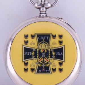WWI German Pocket Watch Deutsche Prazisions-Uhrenfabrik Glashutte Silver Enamel