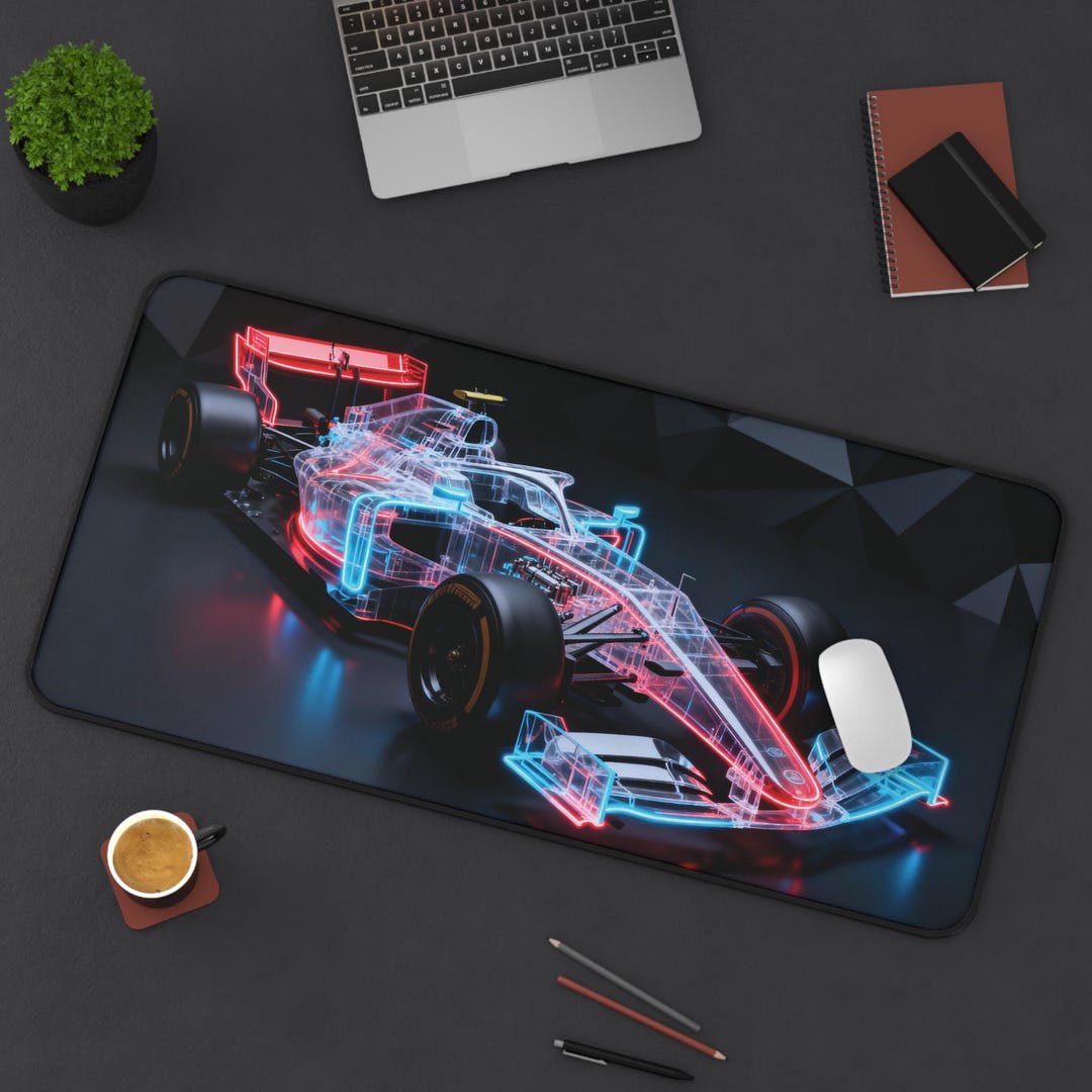 Motor Racing Desk Futuristic Open-wheel Racing Car Desk Mat | Motorsport Blueprint Design ...
