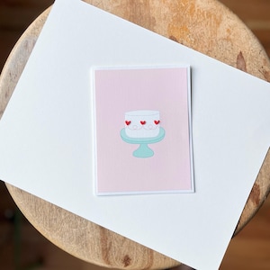Carte de gâteau coeur brodée, carte pour toutes les occasions, jour de l'amour, Saint-Valentin, anniversaire, papeterie d'anniversaire, toutes les célébrations