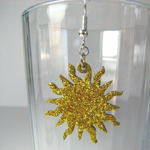 Celestial sun and moon glitter hook earrings image 3