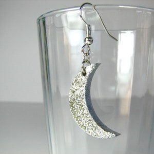 Celestial sun and moon glitter hook earrings image 2