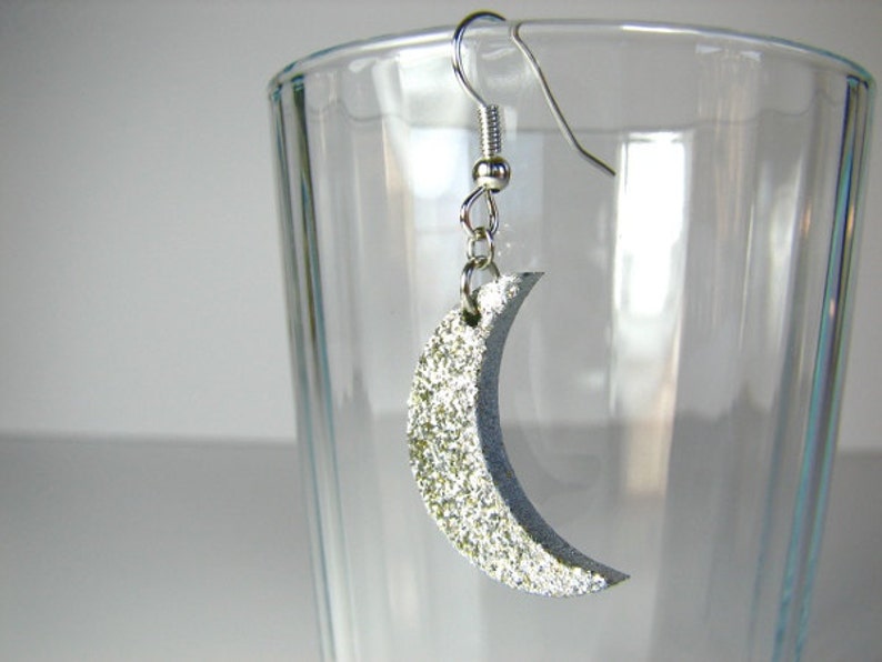 Celestial sun and moon glitter hook earrings image 2