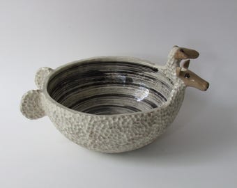 Sheep, white sheep, sheep bowl, ceramic bowl, ceramic bowl, black and white ceramic, art ceramic, ceramic object
