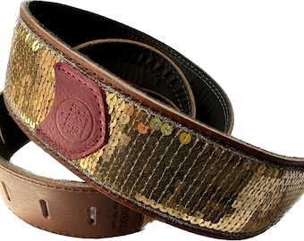 Gold Sequined Glovely Guitar Strap