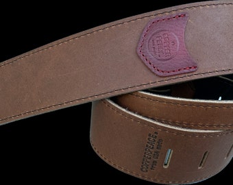 Brown Guitar Strap - Baseball Glove Leather - Made in the USA