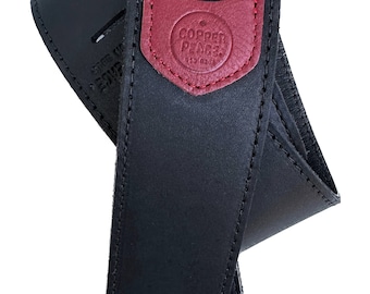 Homerun Guitar Strap in Black Baseball Glove Leather