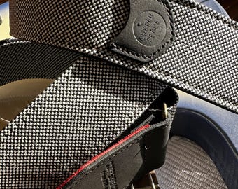 HaVanna Nights Black and White Guitar Strap with Leather Ends