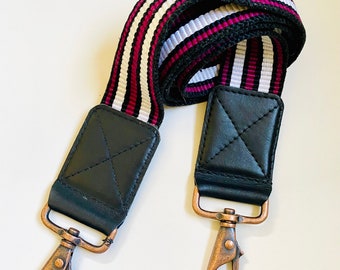 Hand woven Guatemalan striped bag strap