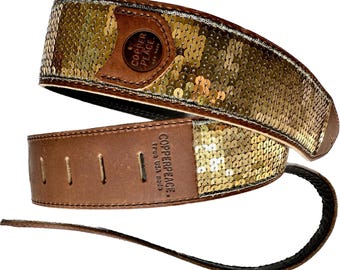 Gold Sequined Glovely Guitar Strap