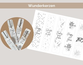 PDF-mall för sparklerförpackningar för nedladdning och utskrift. Utskrivbar festgåva, nyårspresent eller souvenir för nyårsafton.