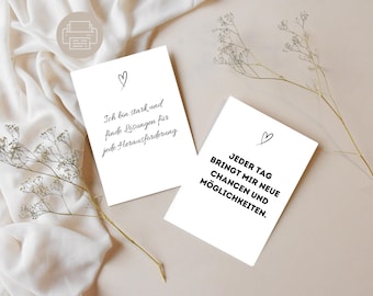 Affirmation cards set for adults | Set of 24 encouraging cards | positive thoughts | minimalist | Instant download | DIN A6, A7