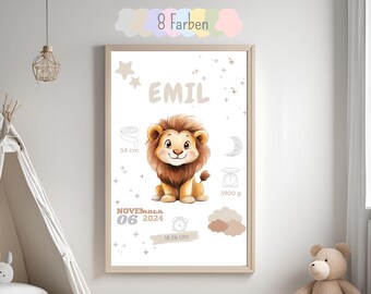 Personalized birth board | Birth announcement | Birth poster | Gift for birth | Birth date poster | Safari animals | Printable