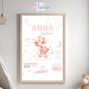 Tema natale personalizzato | Annuncio di nascita | Locandina nascita | Regalo per la nascita | Date di nascita dei poster | per la stampa