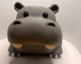 3D-geprinte nijlpaard-tandenborstelhouder | Bureauopberger, pennenhouder