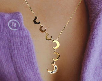 Mondkette | Goldene Mondkette, Mondsternkette, Mondphasenkette, Halbmondkette, Sternzeichenkette