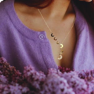 Moon Necklace | Gold Moon Necklace, Moon Star Necklace, Moon Phase Necklace, Crescent Moon Necklace, Celestial Zodiac Necklace