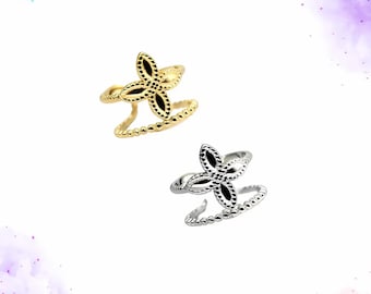 Flower Ring | Adjustable Stainless Steel Star Ring | Boho Ring | Gold or Silver Jewelry | Chic Gift for Women