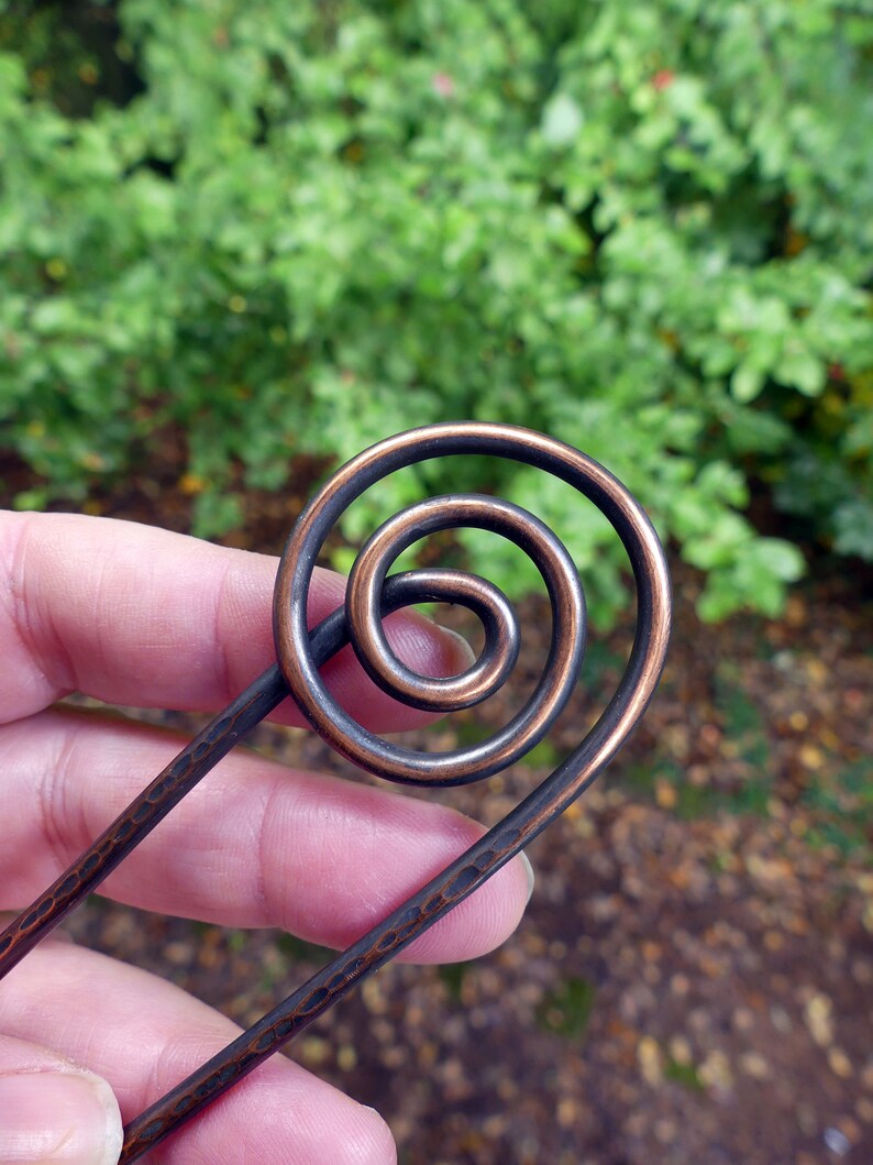 Spiral Copper Hair Fork one of a kind hair accessories