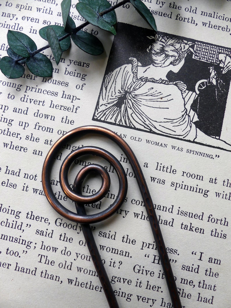 Spiral Copper Hair Fork one of a kind hair accessories