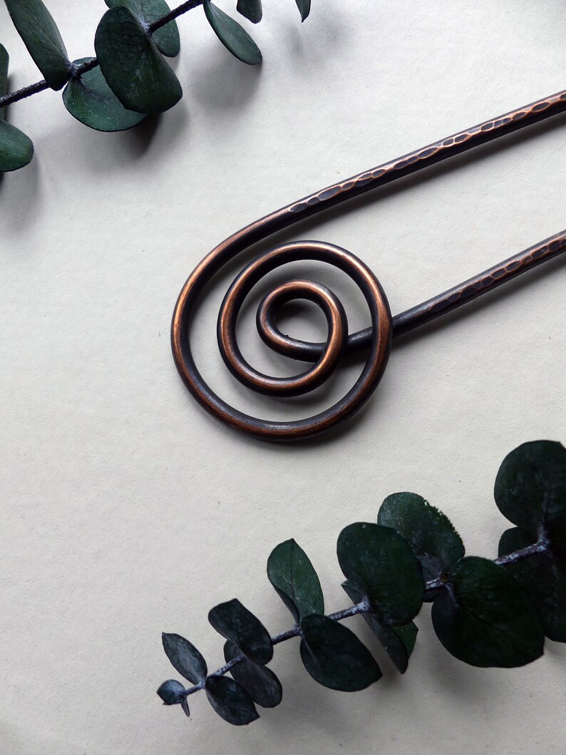 Spiral Copper Hair Fork one of a kind hair accessories