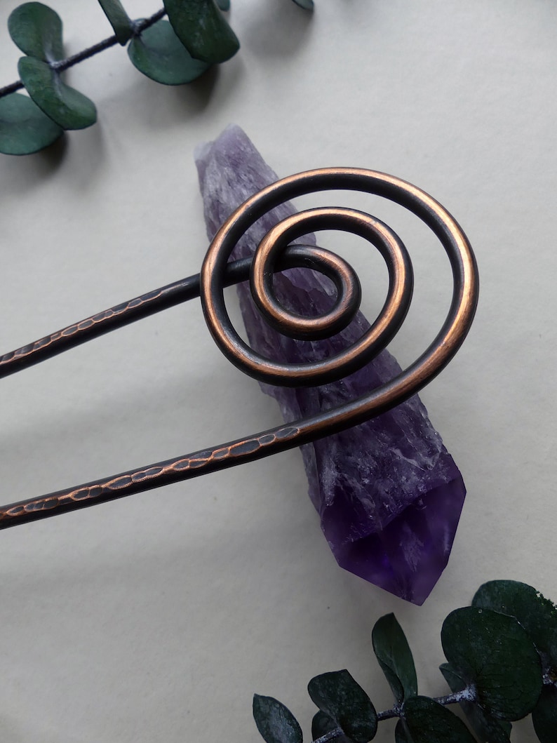 Spiral Copper Hair Fork one of a kind hair accessories