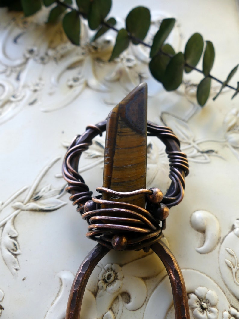 fun hair accessories and magical gift for her Mystic Tigers Eye Copper Hair Fork