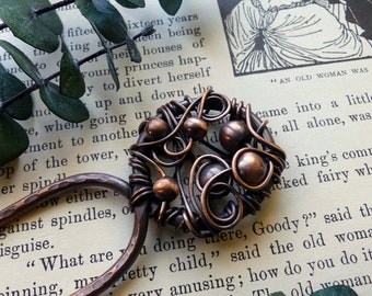 The Celestial Navigator Copper Hair Fork – One‑of‑a‑Kind Copper Hair Pin, Handmade Bun Holder, Magical Gift for Her