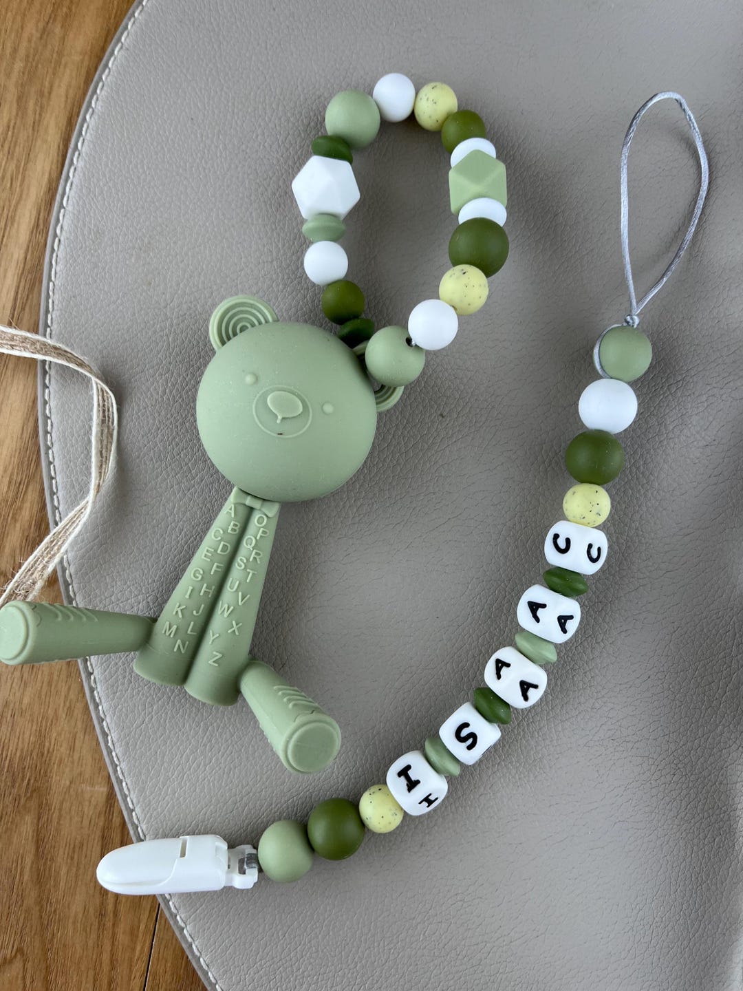 Personalized Silicone Pacifier Clip MAM Adapter Baby Rattle Bear ...