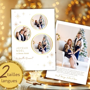 Modèle carte Noël personnalisé numérique modifiable Carte de vœux Noel bonne année Nouvel An photo famille cadeau Christmas gift new year