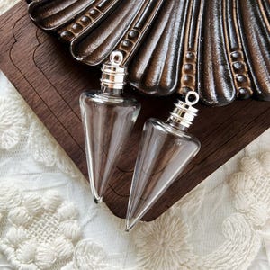 2pcs 40x17mm Small clear glass magic drop shape bottle vial metal lid cork mini craft charms pendant Jewelry Making