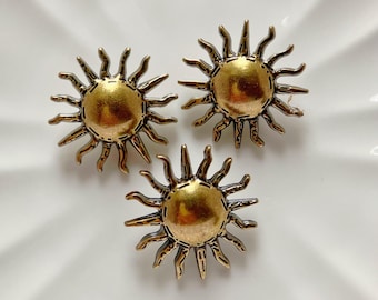 10pcs 24mm Bronze Sun solar Shank Buttons: Metal Charms, Sewing Jewelry Findings