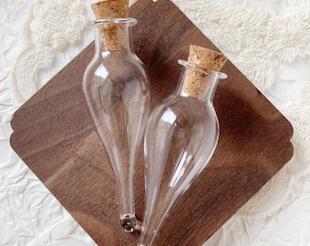 2pcs 72x23mm Small clear glass drop magic bottle vial cork mini craft
