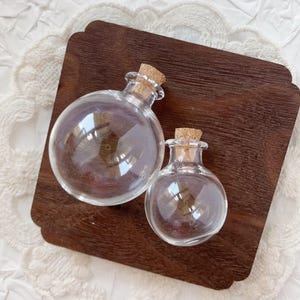 5pcs 30/35mm Small clear round glass bottle vial cork mini craft charms