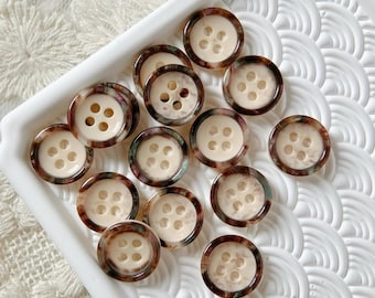50 Khaki Brown Marble Resin Buttons: 11mm Sewing Supplies