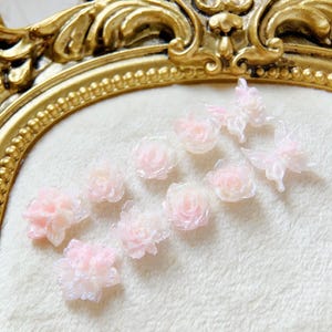 50pcs 9mm  Super tiny rubber plastic flat back flower rose nail crafts