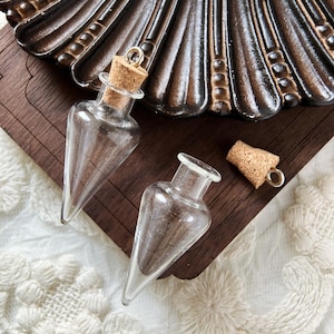 2pcs 38x17mm Small clear glass magic drop shape bottle vial cork mini craft charms pendant Jewelry Making