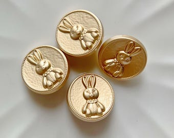 10pcs 18mm rose gold cartoon rabbit bunny metal round clothing shank buttons sewing