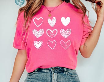 Comfort Colors Valentine Heart Shirt, Women's Love Tee