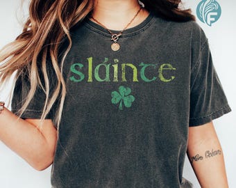 Comfort Colors® Retro Slainte Shirt, St. Patrick&#39;s Day T-Shirt for Women, St. Patrick&#39;s Day Shirt, Irish Shirt, St. Patrick&#39;s Shirt for Men