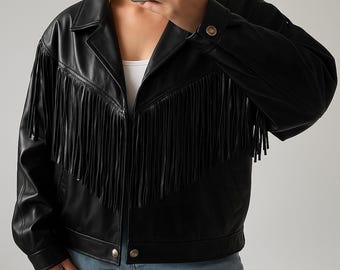 フリンジワックスレザージャケット - Etsy 日本