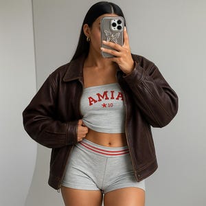 Blouson femme marron foncé en cuir effet vieilli | Style vintage surdimensionné | Blouson aviateur en cuir véritable | Cadeau mode d'automne pour elle