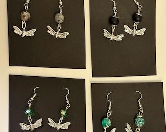 Dragonfly Charm Dangle Earrings
