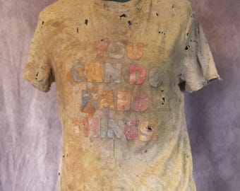 Distressed Graphic Tee - You Can Do Hard Things (Womens Medium)