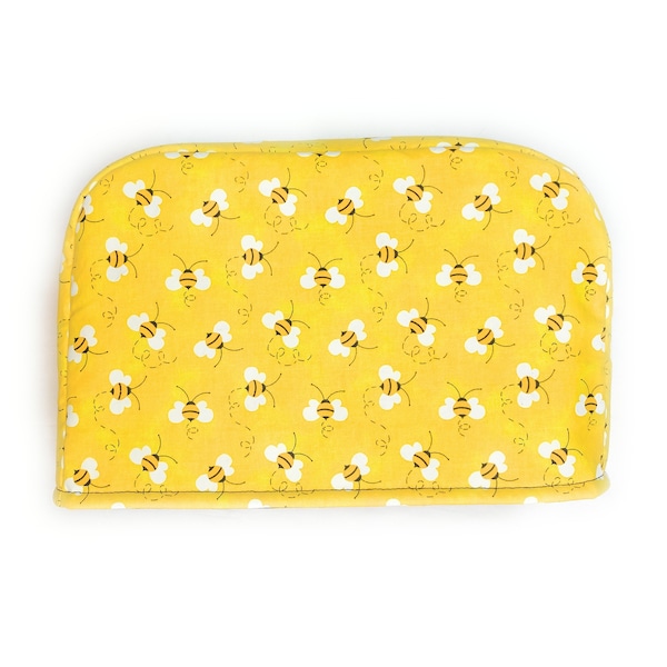 2 Slices Slots - Honey Bumble Bees Black White Yellow Gift for Bee Keeper Reversible Toaster Kitchen Appliance Dust Cover Cozy She Who Sews