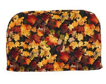 2 Slice Slot - Autumn Fall Harvest Maple Leaves Brown Red Sage Yellow Reversible Toaster Kitchen Appliance Dust Cover Cozy Made in the USA