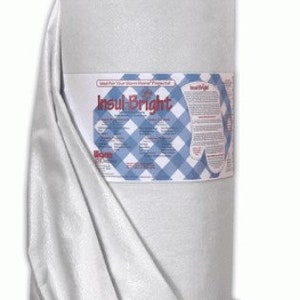 May include: A roll of white Insul-Bright batting, a heat-resistant fabric used for quilting and crafts. The label reads "Insul-Bright" and features a blue and white checkered pattern.