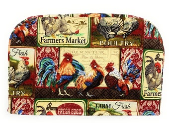 Funda para tostadora con diseño de gallo: reversible, para 4 rebanadas, decoración rústica de granja para la cocina.